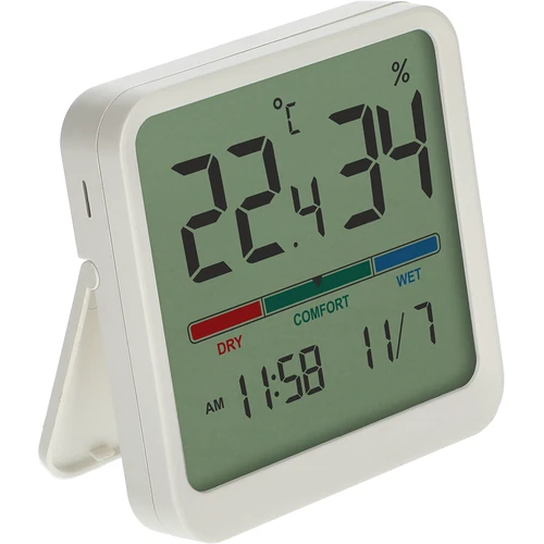 Elektronický izbový teplomer, biely - 3 ['elektronický teplomer', ' teplomer s hodinami a dátumom', ' teplomer s vlhkomerom', ' meranie vlhkosti v miestnosti', ' merač komfortu', ' teplomer s indikátorom komfortu', ' multifunkčný teplomer', ' teplomer do interiéru', ' vnútorný teplomer', ' bezdrôtový teplomer', ' elektronický teplomer na stenu', ' meteorologická stanica', ' meteorologická stanica']