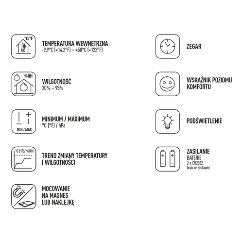 Elektronický izbový teplomer, čierny - 13 ['elektronický teplomer', ' teplomer na meranie vlhkosti', ' bezdrôtový teplomer', ' čierny teplomer', ' teplomer s magnetom', ' štýlový teplomer', ' teplomer do interiéru', ' aký teplomer do bytu', ' moderný izbový teplomer', ' praktický teplomer', ' ako skontrolovať úroveň komfortu vzduchu']