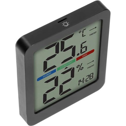 Elektronický izbový teplomer, čierny - 4 ['elektronický teplomer', ' teplomer na meranie vlhkosti', ' bezdrôtový teplomer', ' čierny teplomer', ' teplomer s magnetom', ' štýlový teplomer', ' teplomer do interiéru', ' aký teplomer do bytu', ' moderný izbový teplomer', ' praktický teplomer', ' ako skontrolovať úroveň komfortu vzduchu']