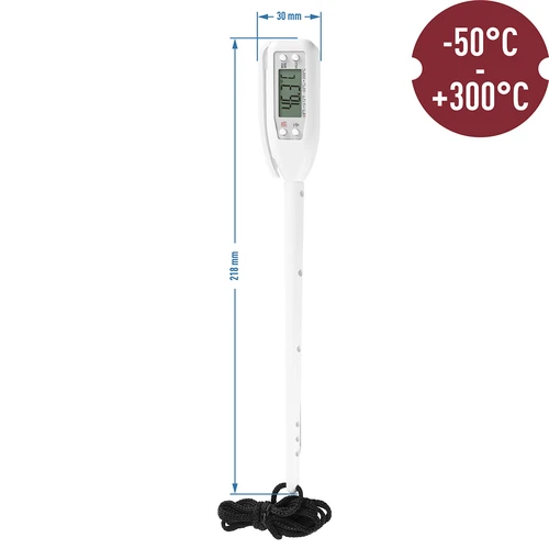 Elektronický kuchynský teplomer (-50°C do +300°C) s puzdrom, biely - 2 ['teplota', ' teplomer na pečenie', ' teplomer do pece', ' teplomer do rúry', ' kulinársky teplomer', ' kuchynský teplomer', ' teplomer na varenie', ' gastronomický teplomer', ' teplomer na grilovanie', ' teplomer na potraviny so sondou', ' teplomer na mäso', ' teplomer so sondou', ' kuchynský teplomer so sondou', ' sonda na mäso']