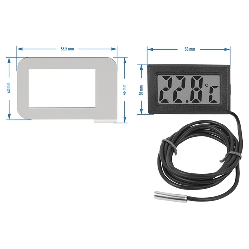 Elektronický teplomer v rámiku - pre destilátory (-50°C do +110°C) - 3 ['teplomer so sondou', ' elektronický teplomer', ' teplomer pre Abratek', ' teplomer Abratek', ' teplomer na frakcionovanie', ' teplomer na destiláciu', ' teplomer v rámiku', ' teplomer pre destilátor']