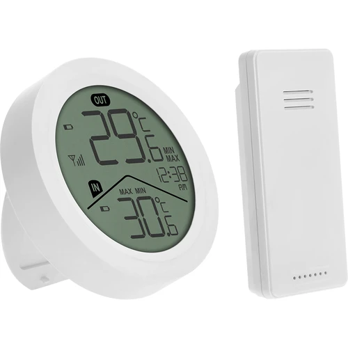 Elektronický teplomer značky Soens - s vonkajším snímačom, okrúhly, biely - 2