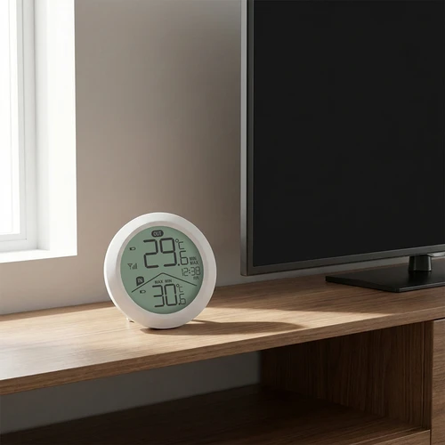 Elektronický teplomer značky Soens - s vonkajším snímačom, okrúhly, biely - 7