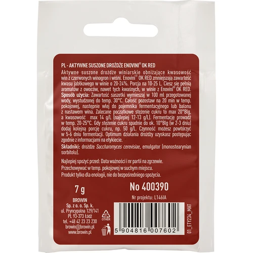 Enovini® OK RED - vinárske kvasnice znižujúce kyslosť 7 g - 2