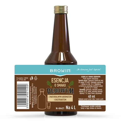 Esencia s dubovou príchuťou s prírodnou arómou a extraktom - 40 ml, na 4L - 4 ['aróma do alkoholu', ' na aromatizovanie alkoholu', ' do domácich alkoholov', ' príchuť do alkoholu dubová', ' dub', ' aróma dubovka', ' príchuť do pálenky', ' esencie do pálenky', ' oak', ' príchuť do alkoholu', ' aróma do alkoholu', ' aróma do vodky', ' chuťová esencia', ' aróma do likérov', ' esencia s prírodnou arómou a extraktom', ' dubová aróma', ' prírodná esencia do alkoholu', ' esencie', ' esencie do pálenky', ' esencia s chuťou dubovky']