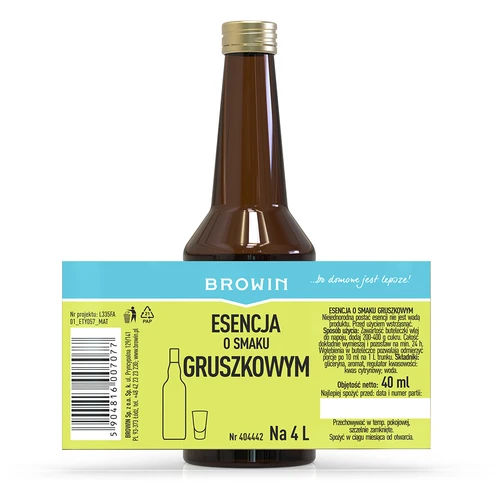 Esencia s hruškovou príchuťou - hruškový likér, príchuť 40 ml - 6 ['esencia hrušková', ' esencia do vodky', ' príchuť', ' hruškovka', ' príchuť do alkoholu', ' esencia do drinkov', ' aróma hrušky Williams', ' aróma do alkoholu', ' esencie do pálenky']