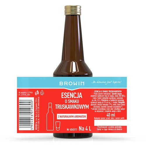 Esencia s jahodovou príchuťou, 40 ml - 4 ['esencia jahodová', ' aróma jahodová', ' príchuť jahodová', ' jahodová tinktúra', ' tinktúra z jahôd', ' jahodový likér', ' jahodová vodka', ' esencia browin', ' esencia strands', ' príchuť browin', ' esencie na pálenku']