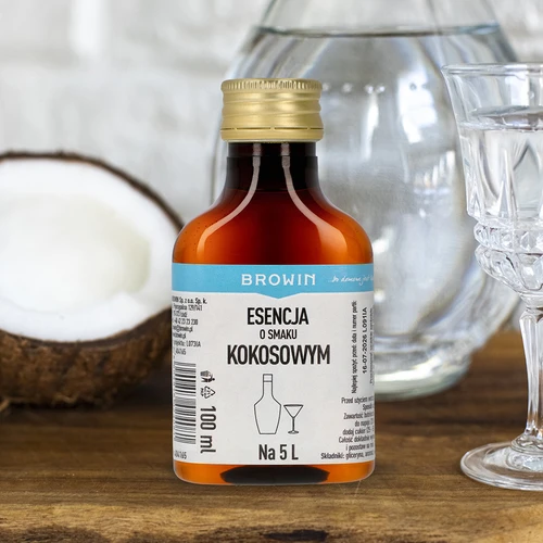 Esencia s kokosovou príchuťou, na 5 L - 100 ml - 6 ['prípravok do alkoholu', ' aróma do vodky', ' do alkoholu', ' chuťová esencia do alkoholu', ' chuťová esencia do vodky', ' kokosový prípravok', ' kokosová esencia', ' chuťová esencia kokos', ' esencie do pálenky', ' esencia gold']