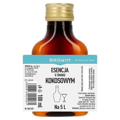 Esencia s kokosovou príchuťou, na 5 L - 100 ml - 4 ['prípravok do alkoholu', ' aróma do vodky', ' do alkoholu', ' chuťová esencia do alkoholu', ' chuťová esencia do vodky', ' kokosový prípravok', ' kokosová esencia', ' chuťová esencia kokos', ' esencie do pálenky', ' esencia gold']