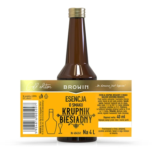 Esencia s príchuťou - Krupnik Biesiadny na 4 L - 40 ml - 7 ['prípravok do alkoholu', ' aróma', ' esencia do alkoholu', ' domáci nápoj', ' ochucovací prípravok', ' ochucovacia esencia', ' prípravky do alkoholu', ' krupnik', ' prípravok krupnik', ' esencia krupnikus', ' prípravok krupnikus', ' esencie do pálenky', ' esencia gold']