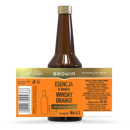 Esencia s príchuťou Whisky Orange na 4 L - 40 ml - 6 ['prípravok do alkoholu', ' aróma do alkoholu', ' aróma do vodky', ' chuťová esencia', ' aróma do whisky', ' whisky', ' esencia s prírodnou arómou', ' aróma whiskey', ' whisky s pomarančovým džúsom', ' esencie', ' esencie do pálenky', ' esencia gold']