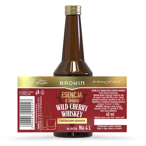 Esencia s príchuťou Wild Cherry Whiskey 40 ml - 4 ['prípravok do alkoholu', ' aróma do alkoholu', ' aróma do vodky', ' chuťová esencia', ' aróma do whisky', ' whisky', ' esencia s prírodnou arómou', ' aróma whisky', ' esencie', ' esencie do pálenky', ' esencie z divokej čerešne', ' whiskey']