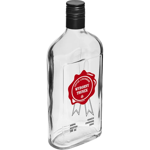 Fľaša 0,5 L s uzáverom a 2-farebnou potlačou Výborný Nápoj - 4 ks. - 4 ['fľaša', ' fľaše', ' fľaše s potlačou', ' fľaša na likéry', ' fľaša na pálenku', ' fľaša na alkohol', ' fľaša s potlačou', ' sklenená fľaša s potlačou a uzáverom', ' fľaše 500 ml s korkom', ' fľaše na korok súprava', ' na svadbu', ' fľaša na domáci alkohol', ' fľaša na darček', ' fľaša ploskačka', ' superfľaše']