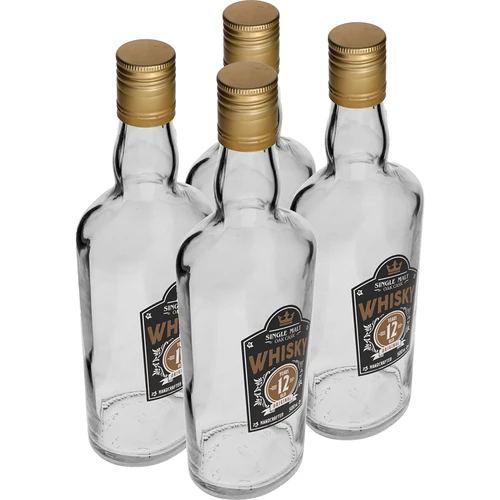 Fľaša 0,5 L s uzáverom a 2-farebnou potlačou Whisky - 4 ks - 2 ['domáca fľaša whisky', ' fľaša na whisky', ' sklenená fľaša s uzáverom', ' fľaša s uzáverom', ' sklenená fľaša 500 ml', ' fľaša 0', '5 L', ' fľaše s potlačou', ' fľaša s potlačou', ' fľaše na Whiskey']