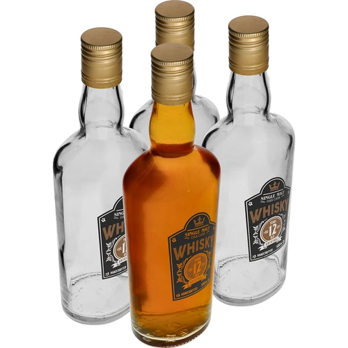 Fľaša 0,5 L s uzáverom a 2-farebnou potlačou Whisky - 4 ks  - 1 ['domáca fľaša whisky', ' fľaša na whisky', ' sklenená fľaša s uzáverom', ' fľaša s uzáverom', ' sklenená fľaša 500 ml', ' fľaša 0', '5 L', ' fľaše s potlačou', ' fľaša s potlačou', ' fľaše na Whiskey']