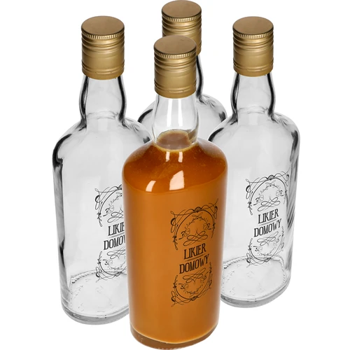 Fľaša 0,5 L s uzáverom a potlačou Domáci likér - 4 ks  - 1 ['fľaša na likér', ' fľaša na nalievku', ' fľaša na vodu', ' fľaša s potlačou', ' sklenená fľaša', ' fľaša na alkohol', ' ozdobná fľaša', ' fľaše na vodku', ' fľaše na pálenku', ' sklenená fľaša 500 ml', ' svadobné fľaše', ' kávový likér', ' pomarančový likér', ' na vaječný likér']
