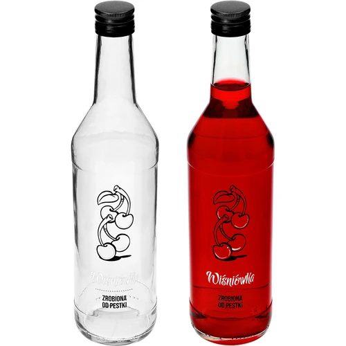 Fľaša 0,5 L s uzáverom a potlačou Višňovka - 4 ks - 4 ['višňovka', ' višňový likér', ' fľaša na višňovku', ' fľaša na likéry', ' fľaše na likéry', ' fľaša s uzáverom', ' fľaše s potlačou', ' sklo s potlačou', ' sklenené fľaše', ' sklenené fľaše s uzávermi']