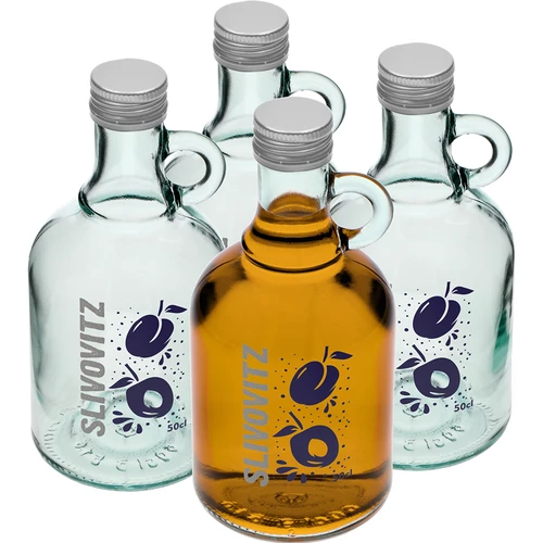 Fľaša 0,5 L so skrutkovacím uzáverom a 2-farebnou potlačou Slivovitz - 4 ks  - 1 ['fľaša na domácu slivovicu', ' fľaša slivovica', ' fľaša', ' sklenená fľaša 500 ml', ' fľaša 0', '5 L', ' fľaše s potlačou', ' fľaša s potlačou', ' fľaša s korkom', ' fľaša s potlačou a korkom', ' fľaše s korkami']