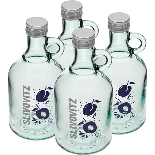 Fľaša 0,5 L so skrutkovacím uzáverom a 2-farebnou potlačou Slivovitz - 4 ks - 2 ['fľaša na domácu slivovicu', ' fľaša slivovica', ' fľaša', ' sklenená fľaša 500 ml', ' fľaša 0', '5 L', ' fľaše s potlačou', ' fľaša s potlačou', ' fľaša s korkom', ' fľaša s potlačou a korkom', ' fľaše s korkami']