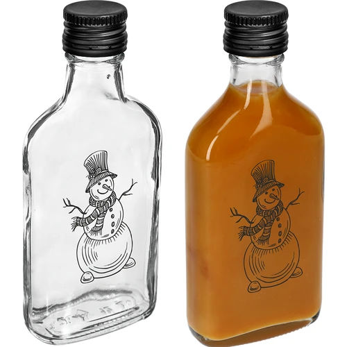 Fľaša ploskačka 200 ml so skrutkovacím uzáverom, potlač „Snehuliak“, 1 ks. - 3