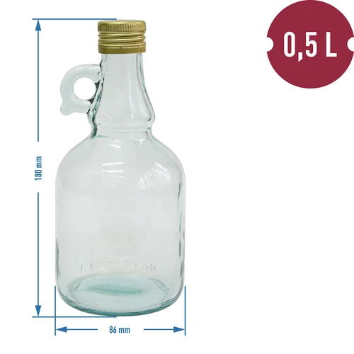 Fľaša Gallone bez opletu, so skrutkovacím uzáverom 0,5 L - 2 ['fľaša na alkohol', ' ozdobné fľaše na alkohol', ' sklenená fľaša na alkohol', ' fľaše na pálenku na svadbu', ' fľaša na likér', ' fľaše na vodku', ' fľaša na vodku svadba', ' fľaša na vodku krstiny', ' fľaša na vodku prijímanie', ' fľaša na víno', ' fľaše na víno']