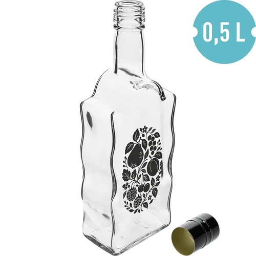 Fľaša Kláštorná 500 ml so skrutkovacím uzáverom a potlačou „Ovocie” vzor 1 - 2