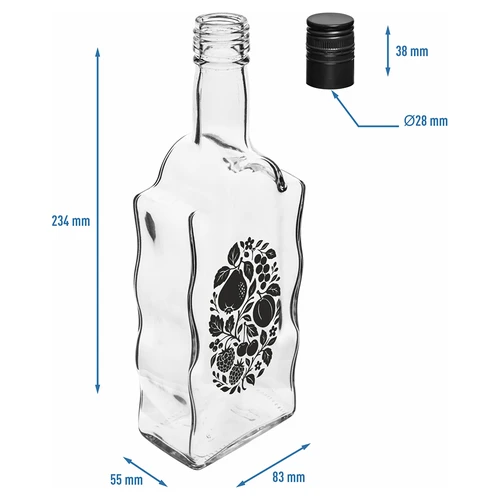 Fľaša Kláštorná 500 ml so skrutkovacím uzáverom a potlačou „Ovocie” vzor 1 - 5
