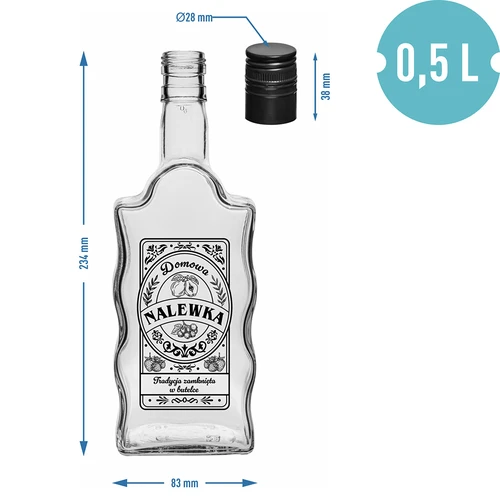 Kláštorná fľaša 500 ml so skrutkovacím uzáverom, potlač „Nalewka“, 1 ks. - 5