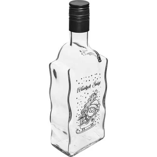 Fľaša Klasztorna 0,5 l s čiernym uzáverom a potlačou Mikuláša