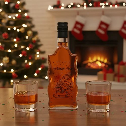 Fľaša Klasztorna 0,5 l s čiernym uzáverom a potlačou Mikuláša - 6