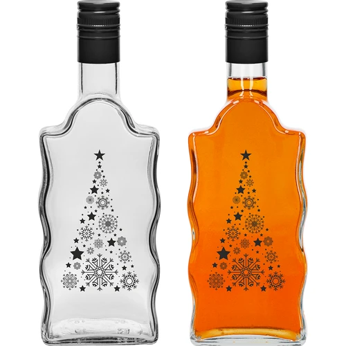 Fľaša Kláštorná 500 ml so skrutkovacím uzáverom, potlač „Vianočný stromček”, 1 ks. - 2