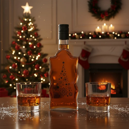 Fľaša Kláštorná 500 ml so skrutkovacím uzáverom, potlač „Vianočný stromček”, 1 ks. - 6