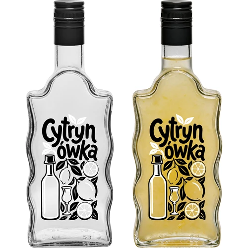 Fľaša Klasztorna 500 ml so skrutkovacím uzáverom a potlačou „Cytrynówka”, vzor 1 - 3