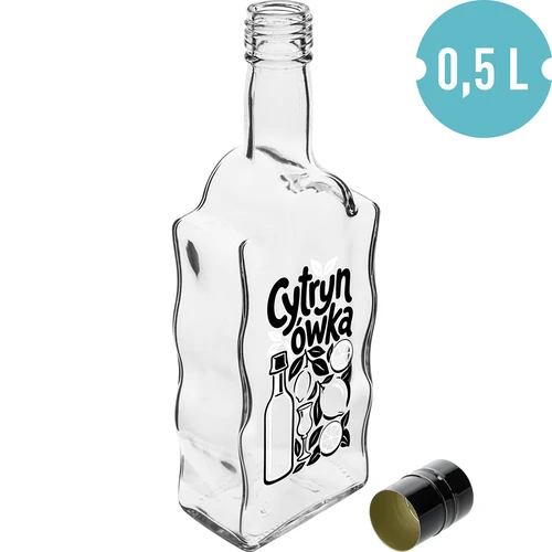 Fľaša Klasztorna 500 ml so skrutkovacím uzáverom a potlačou „Cytrynówka”, vzor 1 - 2