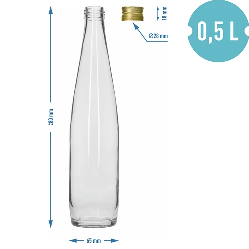 Fľaša Klubová 500 ml so zlatým skrutkovacím uzáverom, sada 6 ks. - 7