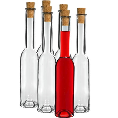Fľaša na likér 200 ml 6 ks + 6 zátok 23/18 - 2 ['fľaša na alkohol', ' ozdobné fľaše na alkohol', ' sklenená fľaša na alkohol', ' fľaše na pálenku na svadbu', ' fľaša na likér', ' fľaša na víno', ' fľaše na víno', ' likér']