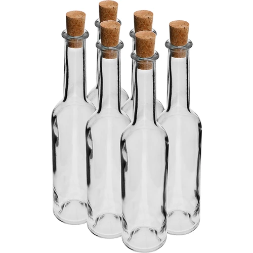 Fľaša na likér 350 ml 6 ks + 6 zátok  - 1 ['na likér', ' do likéru', ' domáci likér', ' na višňovku', ' na darček', ' ozdobná fľaša', ' na šťavu', ' do šťavy', ' sada fliaš', ' sklenené fľaše']