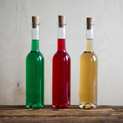 Fľaša na likér 350 ml 6 ks + 6 zátok - 7 ['na likér', ' do likéru', ' domáci likér', ' na višňovku', ' na darček', ' ozdobná fľaša', ' na šťavu', ' do šťavy', ' sada fliaš', ' sklenené fľaše']