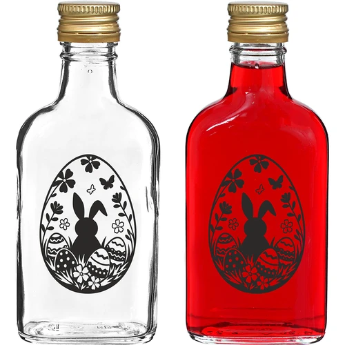 Fľaša ploskačka 200 ml so skrutkovacím uzáverom, potlač „Veľkonočná kraslica“, 1 ks