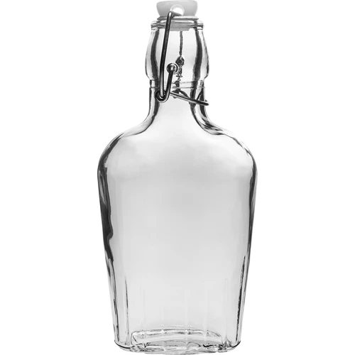 Fľaša ploskačka 250 ml s hermetickým uzáverom  - 1 ['fľaša na alkohol', ' ozdobné fľaše na alkohol', ' sklenená fľaša na alkohol', ' fľaše na pálenku na svadbu', ' fľaša na likér', ' ozdobné fľaše na likéry', ' fľaša na víno', ' fľaša na víno']