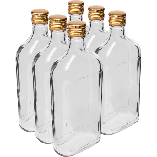 Fľaša Ploskačka 500 ml s uzáverom, 6 ks  - 1 ['fľaša 500 ml', ' ploskačka', ' fľaša na likér', ' fľaša na alkohol', ' fľaša pol litra', ' sada fliaš']