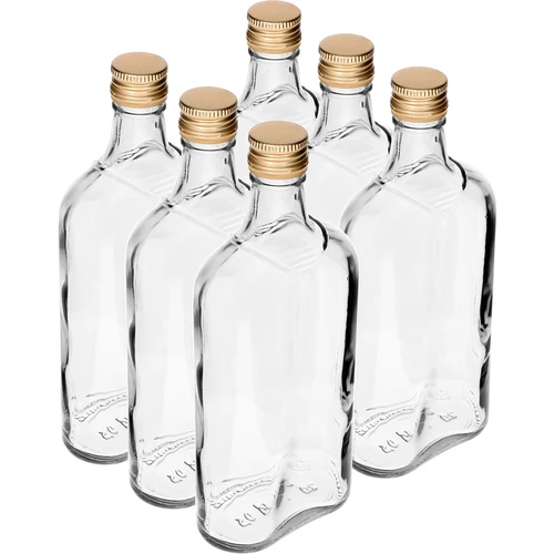 Fľaša Ploskačka 500 ml s uzáverom, 6 ks - 9 ['fľaša 500 ml', ' ploskačka', ' fľaša na likér', ' fľaša na alkohol', ' fľaša pol litra', ' sada fliaš']