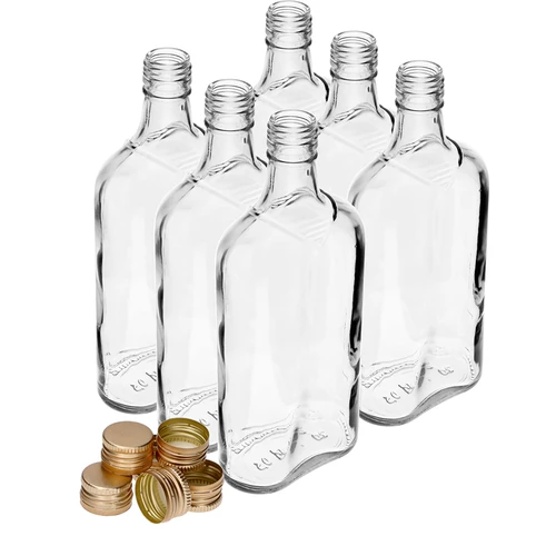 Fľaša Ploskačka 500 ml s uzáverom, 6 ks - 10 ['fľaša 500 ml', ' ploskačka', ' fľaša na likér', ' fľaša na alkohol', ' fľaša pol litra', ' sada fliaš']