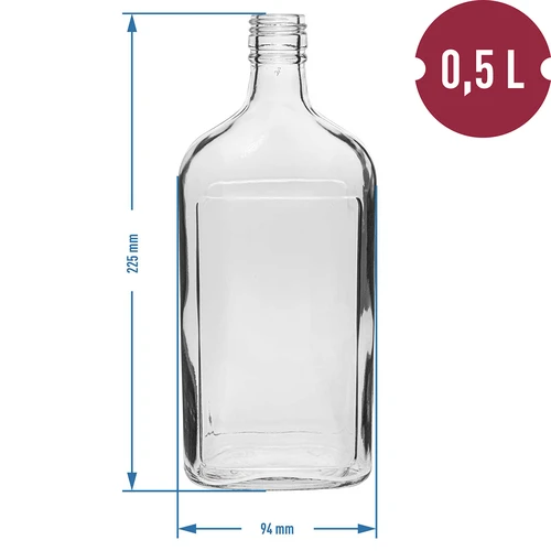 Fľaša Ploskačka 500 ml s uzáverom, 6 ks - 11 ['fľaša 500 ml', ' ploskačka', ' fľaša na likér', ' fľaša na alkohol', ' fľaša pol litra', ' sada fliaš']