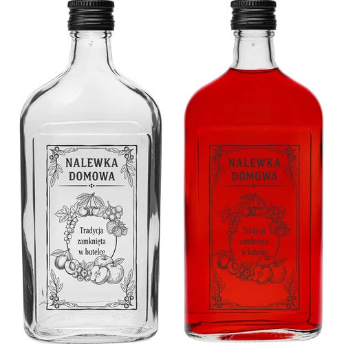 Fľaša ploskačka 500 ml so skrutkovacím uzáverom, potlač „Nalewka domowa”, 1 ks.