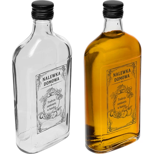 Fľaša ploskačka 500 ml so skrutkovacím uzáverom, potlač „Nalewka domowa”, 1 ks. - 2