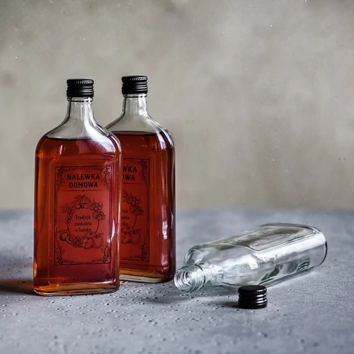 Fľaša ploskačka 500 ml so skrutkovacím uzáverom, potlač „Nalewka domowa”, 1 ks. - 5