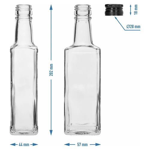 Fľaša Receptura 250 ml, s čiernym uzáverom, 1 ks - 6