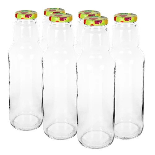 Fľaša TO na džús 750ml s uz. fi43 - 6ks.  - 1 ['fľaša na džús', ' fľaša Kubuś', ' fľaša na pretlak', ' na ovocný džús', ' na zeleninový džús', ' na pasterizáciu', ' farebný uzáver', ' fľaša 750 ml']