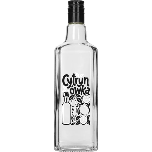 Fľaša Tynktura 500 ml s potlačou „Citrónovka” a so skrutkovacím viečkom